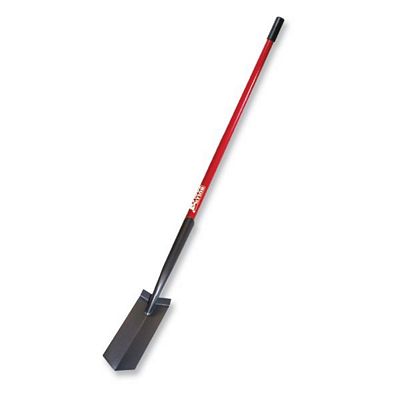 4" Trench Shovel - Long Handle Fiberglass Handle, Red