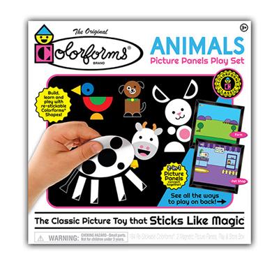 Build colorful animal themed scenes and puzzles, mix and match over 180 Colorforms pieces to create endless creatures, then re-stick the shapes to imagine your own stories over and over again!