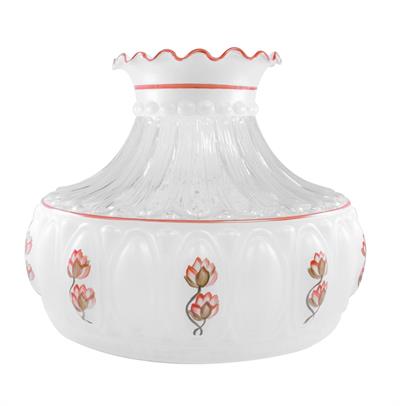 This beautiful shade is apart of the Crystal Series style shade with Clear middle  and has been Hand Painted with two differnt flower patterns. 