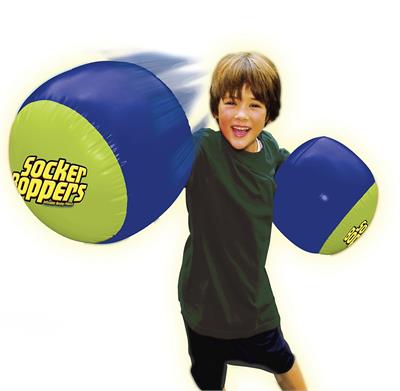 Inflatable boxing pillows. More fun than a pillow fight. Air-inflated for soft, safe fun. For boys and girls. Indoors and outdoors. Patented double-cavity air chamber cushions wrist and hand. Oversized deluxe no-leak air valves for quick, easy inflation. 
