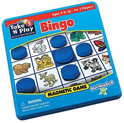 Spin the spinner and place your magnetic markers on the corresponding animals to shout Bingo! If you get 5 in a row first, you win! 