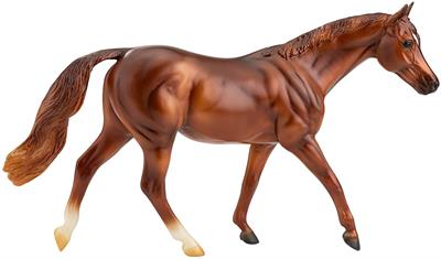 Coppery Chestnut Thoroughbred is the most popular breed of racehorse, the swift Thoroughbred has fans around the world. Horse measures approximately 9.75" x 7" 