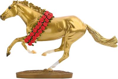 2023 marks the 50th anniversary of Secretariat’s iconic Triple Crown win. In celebration of this occasion, this special limited-edition Secretariat has been painted a glossy metallic gold, which is accented by his white blaze and leg markings. 
