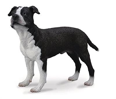 The American Staffordshire Terrier figure is realistic in every detail and makes a wonderful addition to any child's collection. As a pet, the ''Am Staff'' will do well when kept busy and given work to do. This exceptionally strong and loyal dog will prot