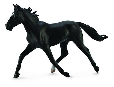 Galloping or pacing black toy horse figurine