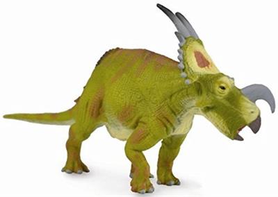 Einiosaurus means "Buffalo Lizzard". This herbivore dinosaur lived during the Upper Cretaceous period. This dinosaur had a large nasal horn rather shaped like a bottle opener decorates the snout.