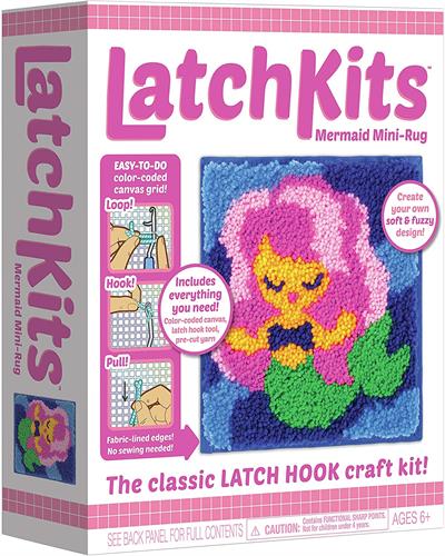 The classic craft kit is back! Latch Kits are a fun, easy-to-learn activity—just loop, hook, and pull! The color coded canvas makes starting a snap while ensuring you'll never lose your place no matter how long you put down your project.