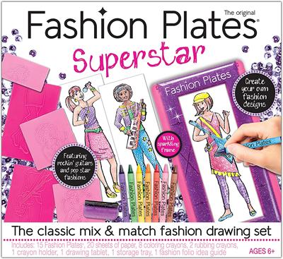 This fashion plates design Set will inspire creativity and fashion design. With 15 fashion plates to choose from, your child can mix and match Fashion plates to design hundreds of fashionable looks. 