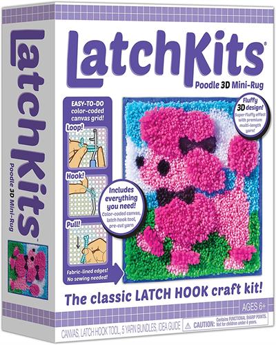 The classic craft kit is back! Latch Kits are a fun, easy-to-learn activity—just loop, hook, and pull! The color coded canvas makes starting a snap while ensuring you'll never lose your place no matter how long you put down your project.