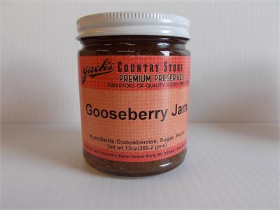 Oregon produces over 90% of all the gooseberries grown in the USA. They are green, seedy, and very tart. Probably best known as a pie ingredient, gooseberries in jam are uncommon but wonderful. 13oz.Jar  Ingredients; gooseberries, sugar, pectin.
