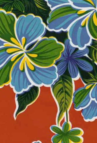 Hibiscus on Red Oil Cloth, Full Bolt