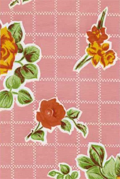 Oilcloth yardage with colorful long-stemmed roses on a simple grid background. An excellent choice for anything from small crafts to large tablecloths, these beautiful pastels prints are pretty as a picture.