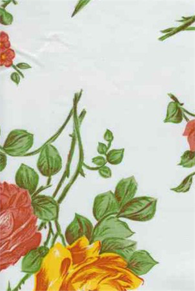 Oilcloth yardage with colorful long-stemmed roses on a simple grid background. An excellent choice for anything from small crafts to large tablecloths, these beautiful pastels prints are pretty as a picture.