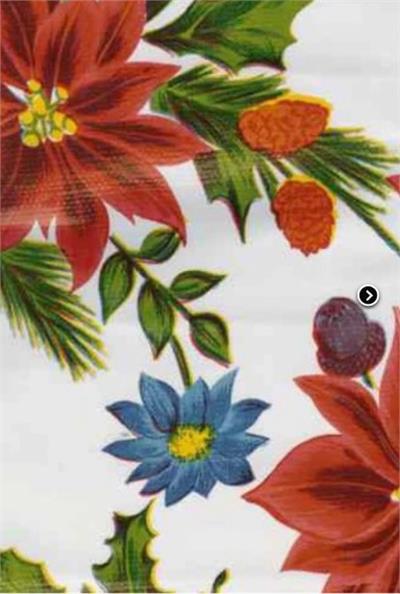 Poinsettia on White Oilcloth Full Bolt of 12 Yards