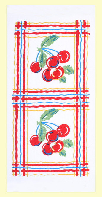 Red and White Kitchen Retro Sweet Cherries Flour Sack Towel 100% Cotton