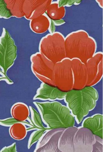 Poppies on Blue Oil Cloth, Full Bolt