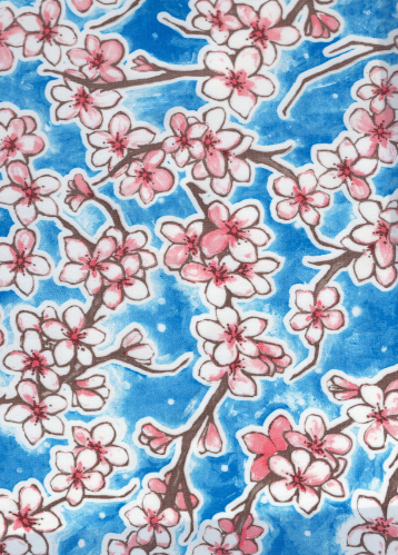 Fuji on Blue Oil Cloth, Full Bolt