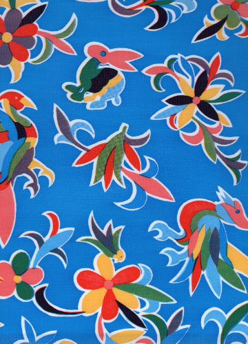 Aztec on Blue Oil Cloth, Full Bolt