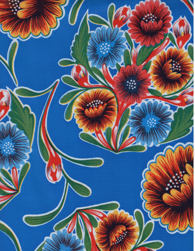 Blooms on Blue Oil Cloth, Full Bolt