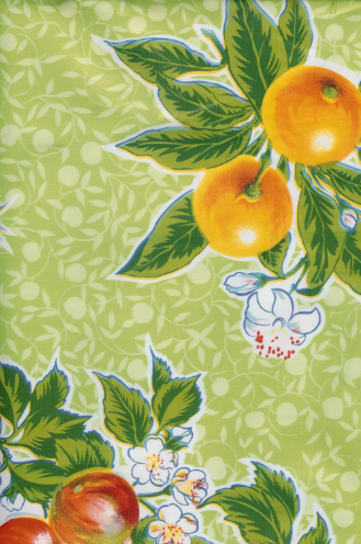 Summer Fruit on Lime Green Oil Cloth, Full Bolt