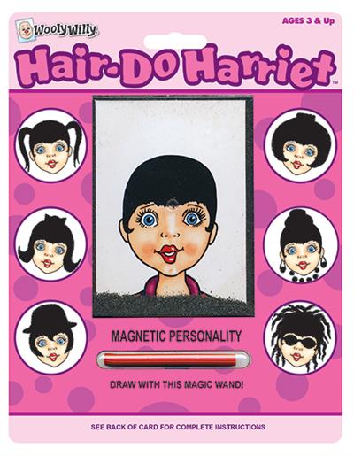Use the magnetic wand to move iron powder into position to draw whiskers, sideburns, a mustache or different hairstyles on Wooly Willy® and his friends. Dozens of designs are possible. The 7″ x 8¾” self-contained package makes it easy to practice your art