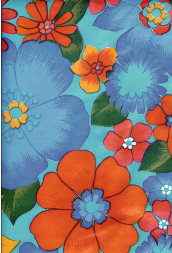 London on Light Blue Oil Cloth, Yardage