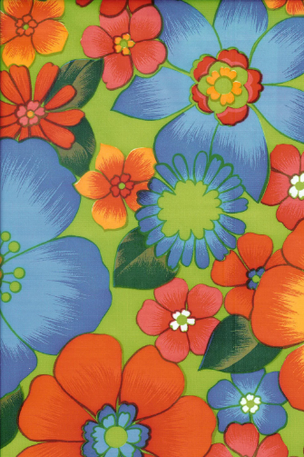 London on Lime Green Oil Cloth, Yardage