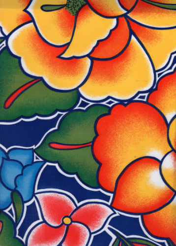 Tehuana on Navy Oil Cloth, Yardage