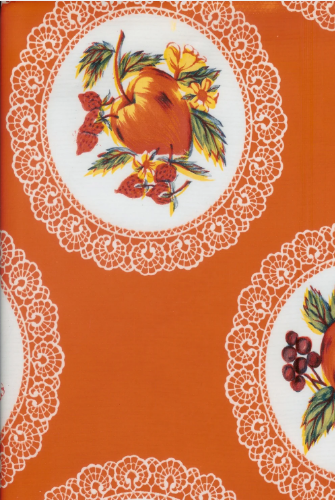 Doily with Fruit on Orange Oil Cloth, Full Bolt