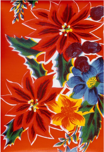 Poinsettia on Red Oil Cloth, Full Bolt
