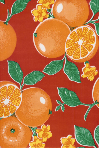 Oranges on Red Oil Cloth, Full Bolt