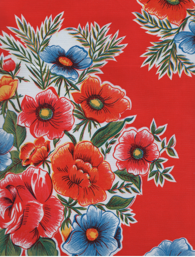 Lady Bird on Red Oil Cloth, Yardage