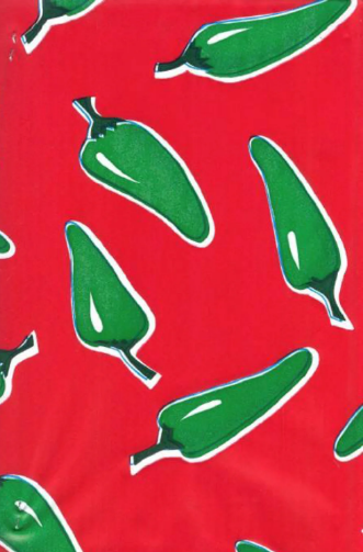 Chiles Green on Red Oil Cloth, Full Bolt