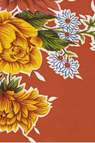 Mums on Red Oil Cloth, Full Bolt