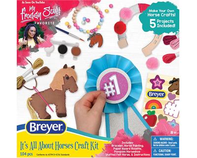 Breyer fans and crafts are perfect together! And we've got another new craft kit just for you. The "All About Horses Craft Kit" contains five horse-themed crafts for hours of crafting fun!