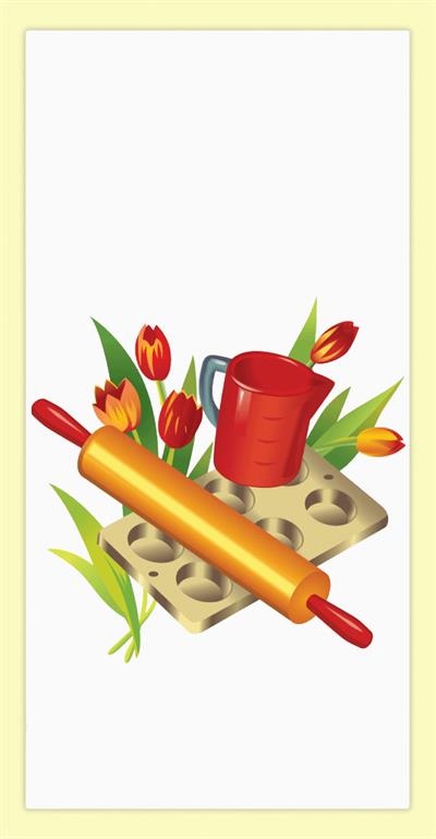 Red and White Kitchen Retro Bake Off Flour Sack Towel 100% Cotton