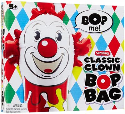 This silly clown won't stay down. He's tall, 42 inches high. Blow him up and he's ready to play. Hit him as hard as you can and he'll bounce right back up. Weight the bottom with water or sand and he becomes remarkably resilient. Made from high strength v