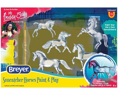 Stablemates painting is one of Breyer's most popular hobby activities! This exciting kit includes everything needed to create 5 beautiful Stablemates suncatchers. When painted with the special included paints, these horses will have a beautiful.