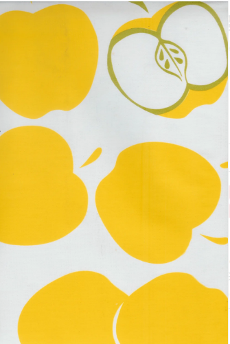 Solvang Yellow on White Oil cloth, Full Bolt