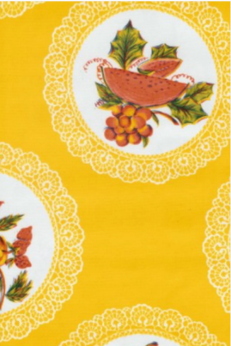 Doily with Fruit on Yellow Oil Cloth, Full Bolt