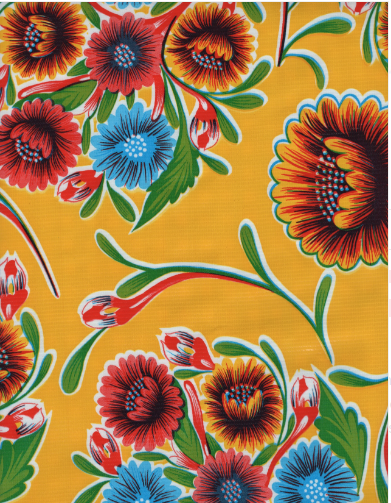 Blooms on Yellow Oil Cloth, Yardage