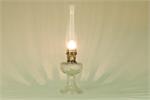 Safe non electric kerosene mantle lamp for indoor use on shelf, mantle, or table