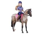 Bay Roan Warmblood or Sporthorse Type Model Horse with Female Rider Doll and Tack