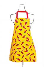 Adult sized bib apron made of oilcloth for quick and easy cleanup around the kitchen. Features adjustable webbing strap that can easily fits to height. It is suitable for both men and women to wear. A double front pocket has practical uses. Use your styli