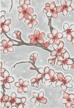 Fuji on Grey Oil Cloth, Yardage