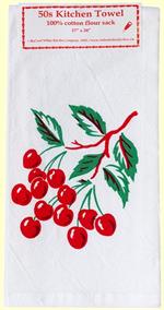 Bursting with color, our vintage-inspired cherries design is printed on cotton flour sack.  17