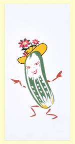 Red and White Kitchen Retro Mrs. Pickle Flour Sack Towel 100% Cotton