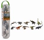 CollectA Box of Mini Dinosaurs 1 - 10 Piece Set of Mini Dinosaur Toy Figures #A1101  This set of 10 Mini Dinosaurs in a clear carry case from CollectA includes 1 of each of the following dinosaurs: Baryonyx, Mosasaurus, Pachycephalosaurus, Parasaurolophus