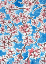 Fuji on Blue Oil Cloth, Yardage