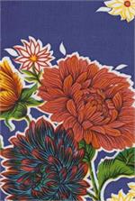 Mums on Blue Oil Cloth, Yardage